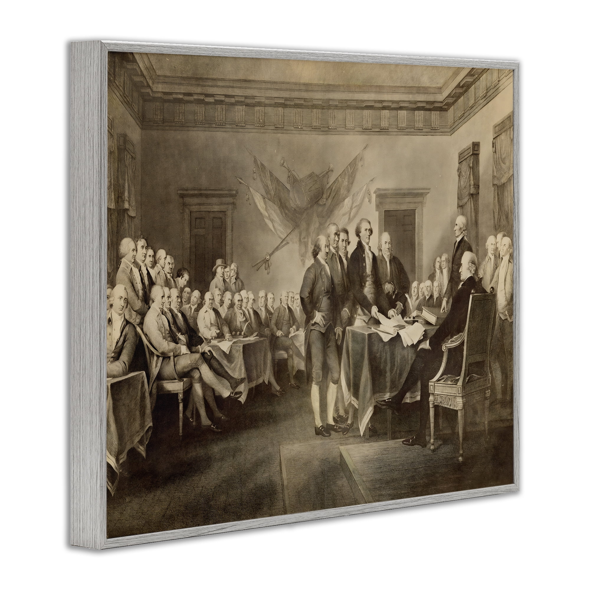 Stupell Industries Historical Signing Of Declaration Gray Framed Giclee Art, design by Arlington Prints