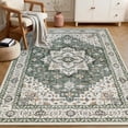 thumbnail image 2 of 3x5 Area Rugs Living Room Rug: Washable Vintage Boho Medallion Rug No Slip Stain Resistant Soft Carpet Indoor Large Carpets for Bedroom Dining Room Farmhouse Nursery Hallway Home Office Green Ivory, 2 of 18
