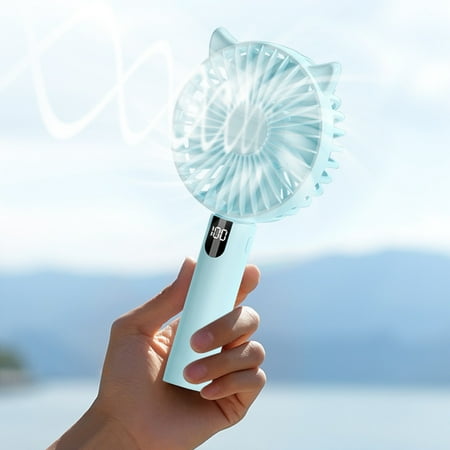

Ganenn Handheld Fan USB Charging Intelligent Digital Display Silent And Low-noise Five Level Of Wind Power Built-in Lighting Mini Outdoor Portable Small Fan 1PC