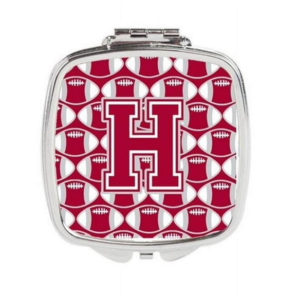 Carolines Treasures  Letter H Football Crimson - Grey & White Compact Mirror