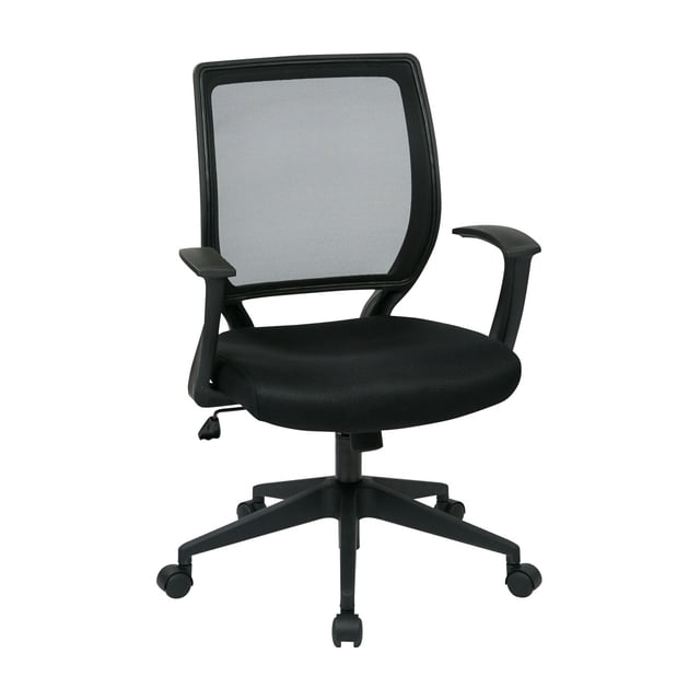 Work Smart Screen Back Task Chair with "T" Arms, Black