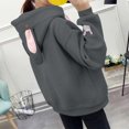 thumbnail image 5 of Shirts for Women Graphic Tees Fall Winter Loose Fit Hooded Long Sleeve Puff Drop Shoulder with Pocket Hoodie Cotton Hoodies (Dark Gray,XXL), 5 of 6