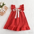 thumbnail image 4 of JDQJBZ Baby Girl Sleeveless Dress Ruffle Hem Large Bow Back Summer Party Outfit, 4 of 5