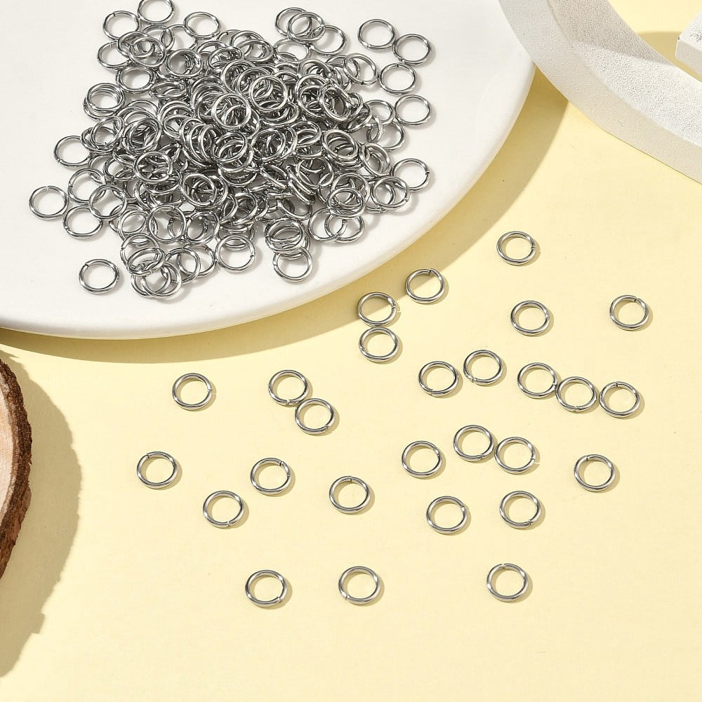 4000 pc Resistant 304 Stainless Steel Open Jump Rings Round Stainless Steel Color 18 Gauge 7x1mm Inner Diameter: 5mm