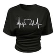 thumbnail image 4 of Womens Tshirts Korean Style Short Sleeve T Shirt Loose Fit Crew Neck Basic Summer Top Tops for Women Black L, 4 of 4