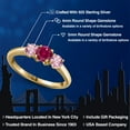 thumbnail image 2 of Gem Stone King 18K Yellow Gold Plated Silver Red Created Ruby and Pink Lab Grown Diamond Engagement Ring for Women | 1.10 Cttw | Round 5MM | Gemstone July Birthstone | Size 6, 2 of 6