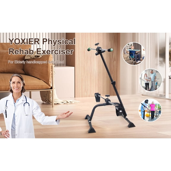 Height Adjustment Elderly Exercise Bike, Pedal Exerciser Bike, Hand Arm Leg Knee Peddler, Fitness Equipment for Seniors, Elderly Home Pedal Exercise Bike for Total Body