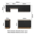 thumbnail image 3 of Cocina Integral Completa Glamy Madesa 240cm - Marrón/Negro, 3 of 5