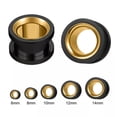 thumbnail image 4 of QQTDFG 1 Pair Surgical Steel Ear Tunnel Silver and Gold Ear Expander Stretching Jewelry-Silver&Black-10mm, 4 of 9