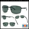 thumbnail image 2 of Polarized Mens Rectangular Metal Rim Gentlemanly Wrap Curved Sunglasses [Gunmetal - Green], 2 of 7