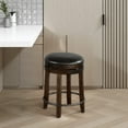 thumbnail image 6 of Flint Swivel Counter Stool Set of 2, Black Faux Leather, Dark Brown, 6 of 6