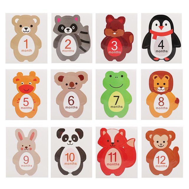 Greensen 12pcs Newborn Baby Monthly Sticker for 1-12 Month Milestone Memories Photo Props,Sticker, Month Sticker Celebration
