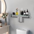 thumbnail image 7 of Woindo Bathroom Glass Shelf with Railing, Floating Tempered Glass Bathroom Wall Shelf Rectangle 24 Inch Over The Toilet Storage Cabinet, Gaming Floating Shelves, Bathroom Accessories and Home Decor, 7 of 7