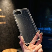 Compatible with iPhone 16e Case Clear Glitter, Anti-Yellow Shockproof Protective Phone Case, Ultra Slim Transparent Anti-Scratch TPU Bumper Cover for iPhone 16e, Clear