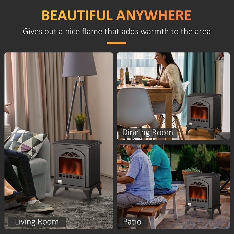 HOMCOM Ethanol Fireplace, 9.75 Freestanding Stove Heater 0.4 Gal Max 470  Sq. Ft., Burns up to 3 Hours, Black - Walmart.com