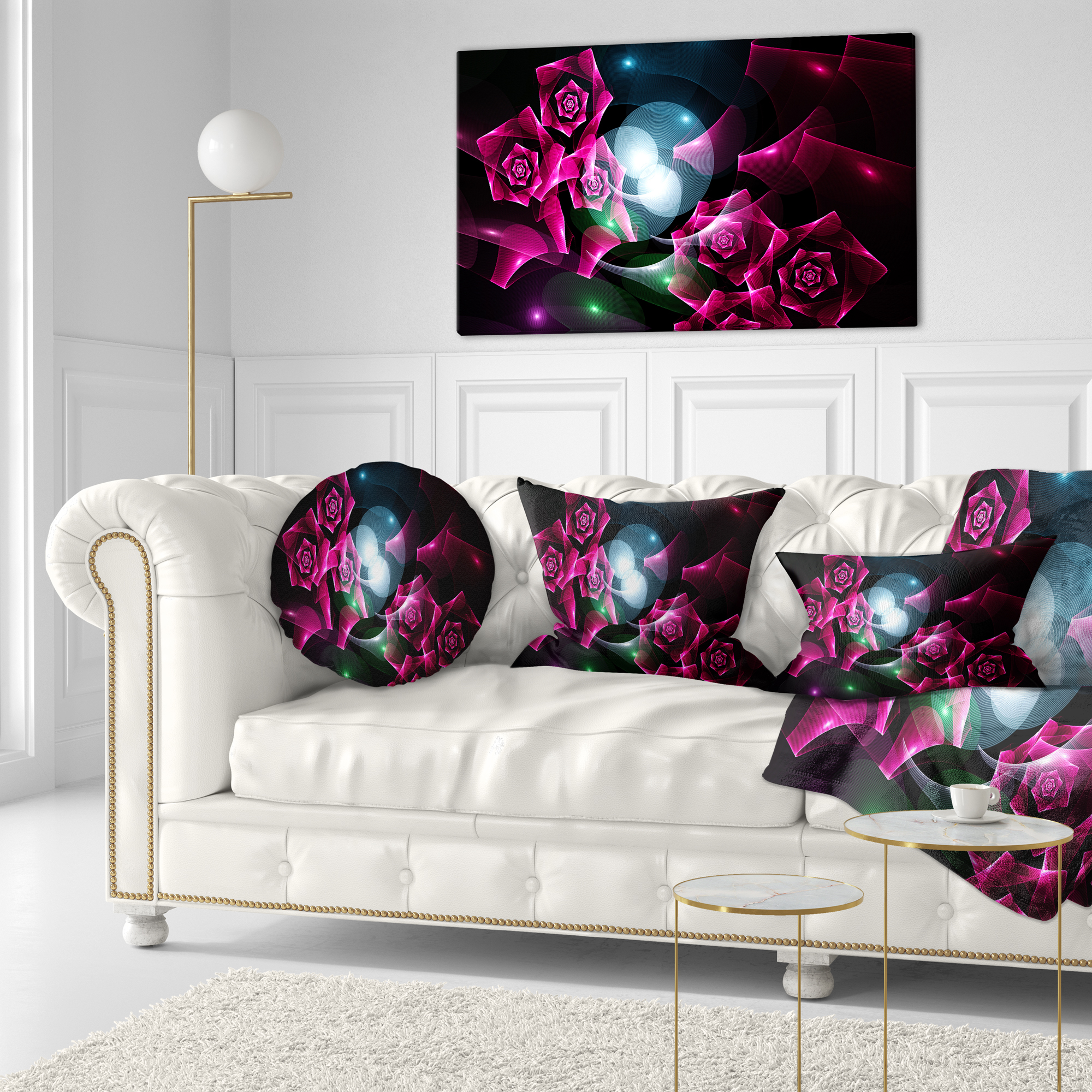 Designart Pink Bouquet of Beautiful Roses - Abstract Throw Pillow - 12x20