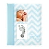 Pearhead Chevron Baby Book and Clean Touch Ink Pad, Blue