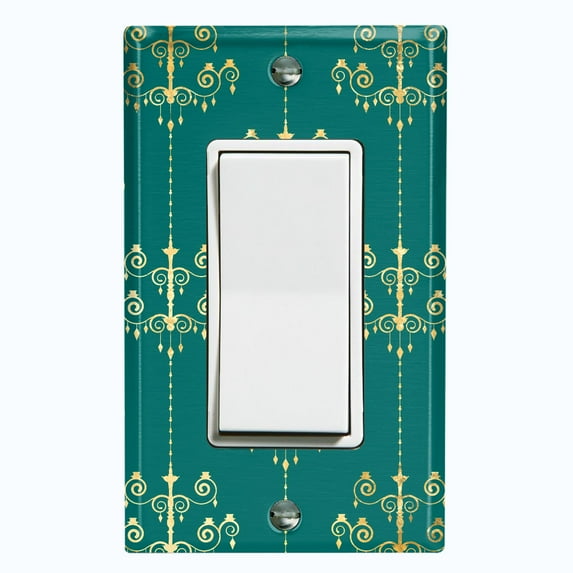 Metal Light Switch Plate Cover Elegant Burgundy Chandelier Damask DAM096