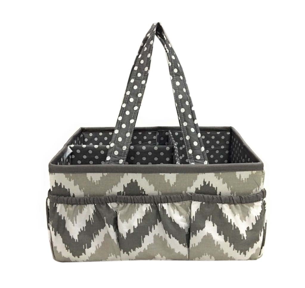 Bacati - Mix N Match Ikat Chevron/Dots Nursery Storage Items, Grey
