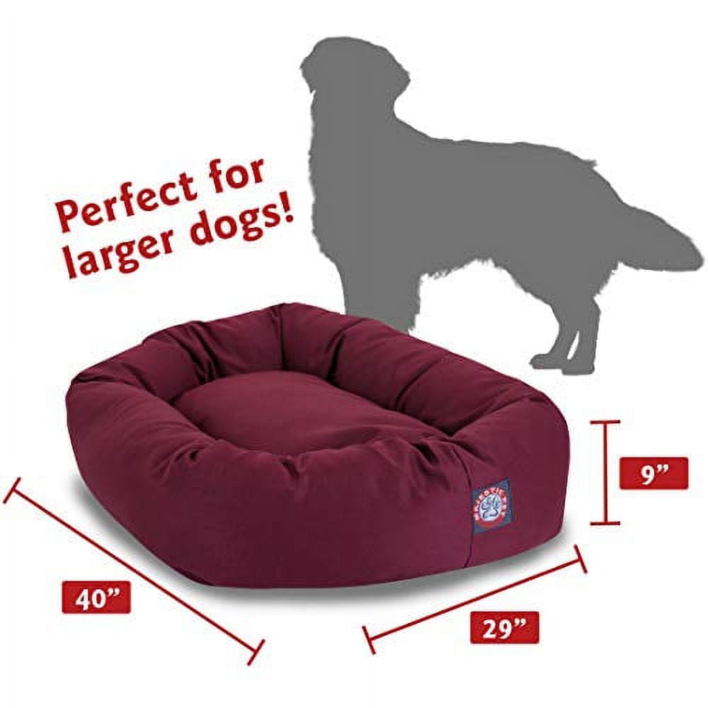 Majestic Pet Poly/Cotton Bagel Pet Bed for Dogs, Calming Dog Bed Washable, Large, Burgundy