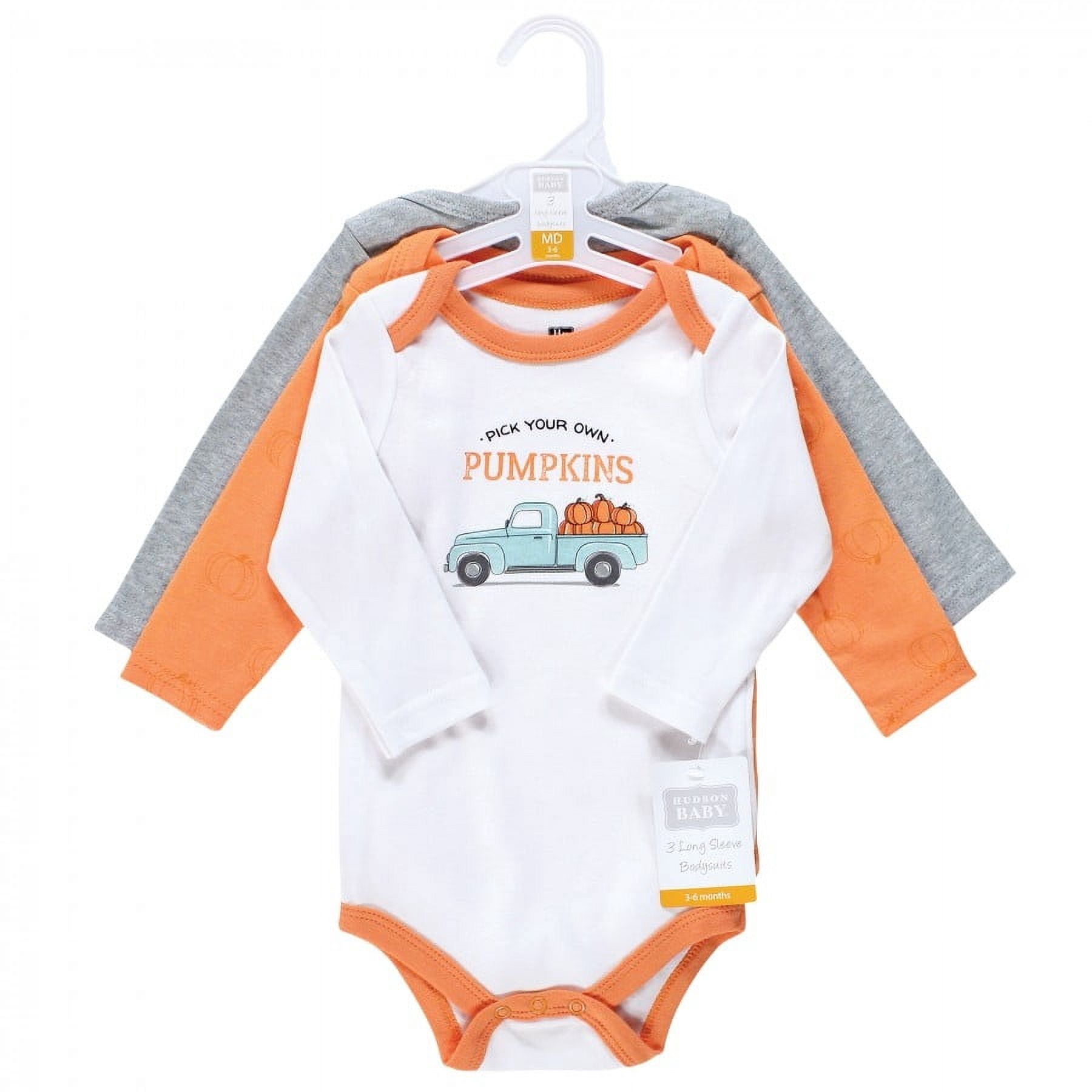 Hudson Baby Cotton Long-Sleeve Bodysuits, 3- Pack, Newborn- 24 Months