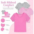 thumbnail image 2 of Btween Active Girls T-Shirts 3 Pack – Short Sleeve Ribbed Crewneck Tees, Soft Stretch Casual Everyday Tops for Girls, 2 of 7