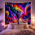 thumbnail image 2 of Mountain Lake Solitary with Astronaut Standing Jagged Rocky, Mystical Fantasy for Space Lovers, Galaxy Room Decor, Graduation Gift, Tapestry Wall Hanging for Bedroom and Dorm, 2 of 7