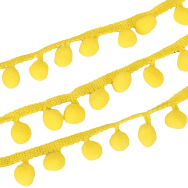 Billuyoard Adorno práctico y moderno para todas las necesidades de bricolaje Cinta con flecos de bola con adorno de pompones de 5 yardas fácil Decoración del hogar Amarillo