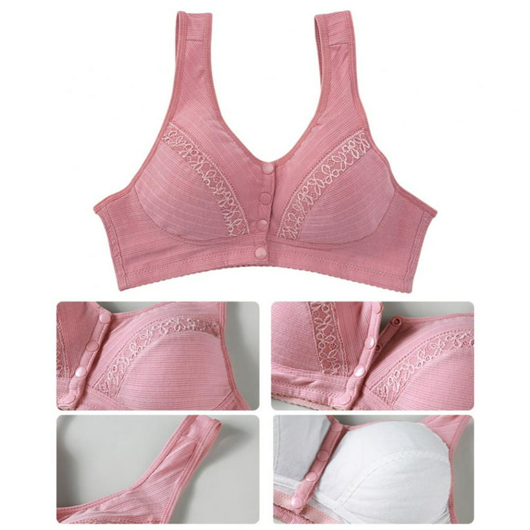 1Pack Middle-Aged Elder Woman Floral Wirefree Bra Front Button