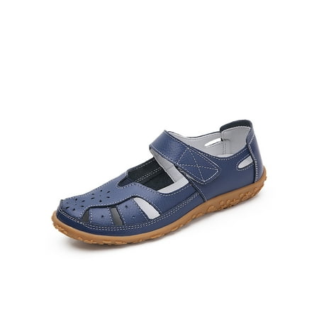 

SIMANLAN Womens Mary Jane Sandals Summer Casual Shoes Beach Flat Sandal Ladies Lightweight Flats Women Ankle Strap Blue 6.5