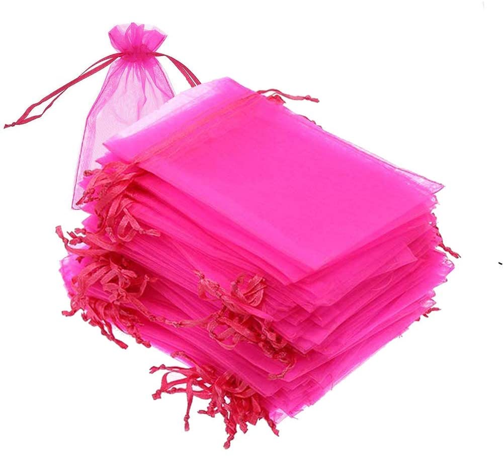 XNX 100 Moon Star Organza Jewellery Gift Bag Candy Pouch Drawstring Wedding Favour Bags 7 cm x 9 cm Golden