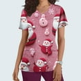 thumbnail image 2 of Christmas Gifts Scrubs for Women Strech Cute Santa Print Scrubs Top Short Sleeve V Neck Nursing Work Uniforms Pockets, S, 2 of 5