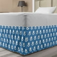 thumbnail image 1 of Spring Bed Skirt, Simplistic Style Composition of Flowers with Blue Toned Background Retro Design, Elastic Bedskirt Dust Ruffle Wrap Around for Bedding Decor, 4 Sizes, Blue and White, by Ambesonne, 1 of 2