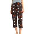 thumbnail image 4 of Zynoxe Womens Capri Pants Lounge Straight Breathable Halloween Printed Elastic Waist Plus Size Trousers with Pockets Trendy Streetwear Pajama Pants, 4 of 5