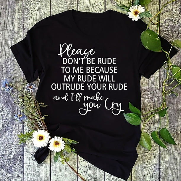Xuyuer Funny Slogan Print Casual Blouse - Women's Loose Fashion Top, Breathable and Soft for Daily Wear, Friend Hangouts, Humorous Relaxed Style, and Playful Weekend Streetwear