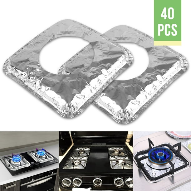 40pcs Aluminum Foil Square Gas Stove Burner Covers Tsv Disposable Kitchen Stove Bib Liners For Kitchen Gas Range Top 8inches Gas Range Protectors Bibs Walmart Com