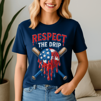 Respect The Drip Baseball Ice Cream Drip 4Th Of July, Baseball Shirt,Game Day Shirt,Game Day Baseball, American Baseball