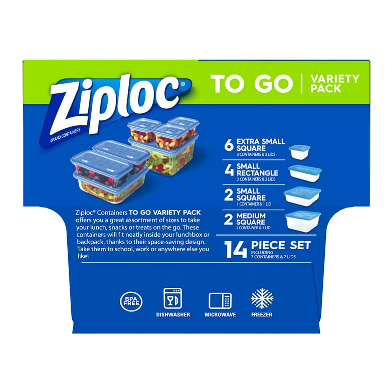 Ziploc Container & Lids, Variety Pack, To Go, 14 Piece Set 1 ea