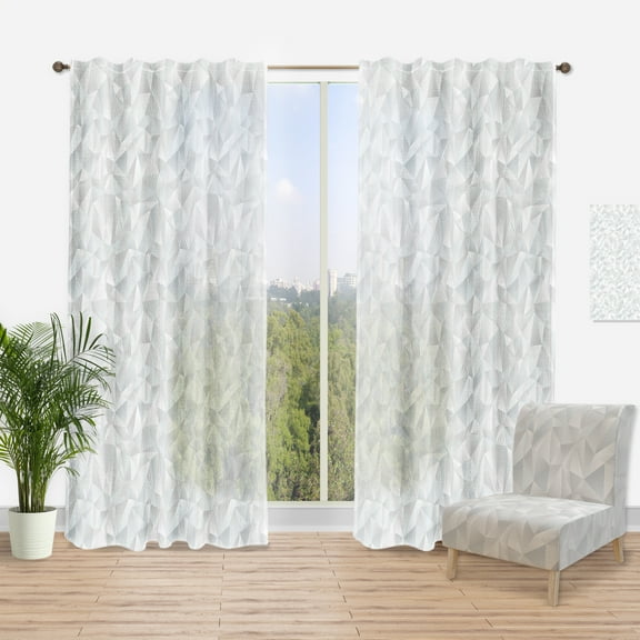 Designart 'Abstract White Geometric Pattern Shapes' Scandinavian Curtain Panel