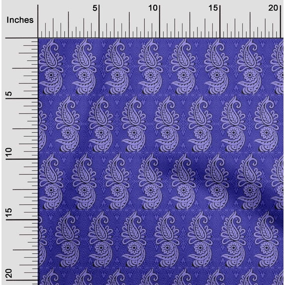 oneOone Georgette Viscose Royal Blue Fabric Geometric|Paisley & Floral Block Sewing Craft Projects Fabric Prints By Yard 42 Inch Wide