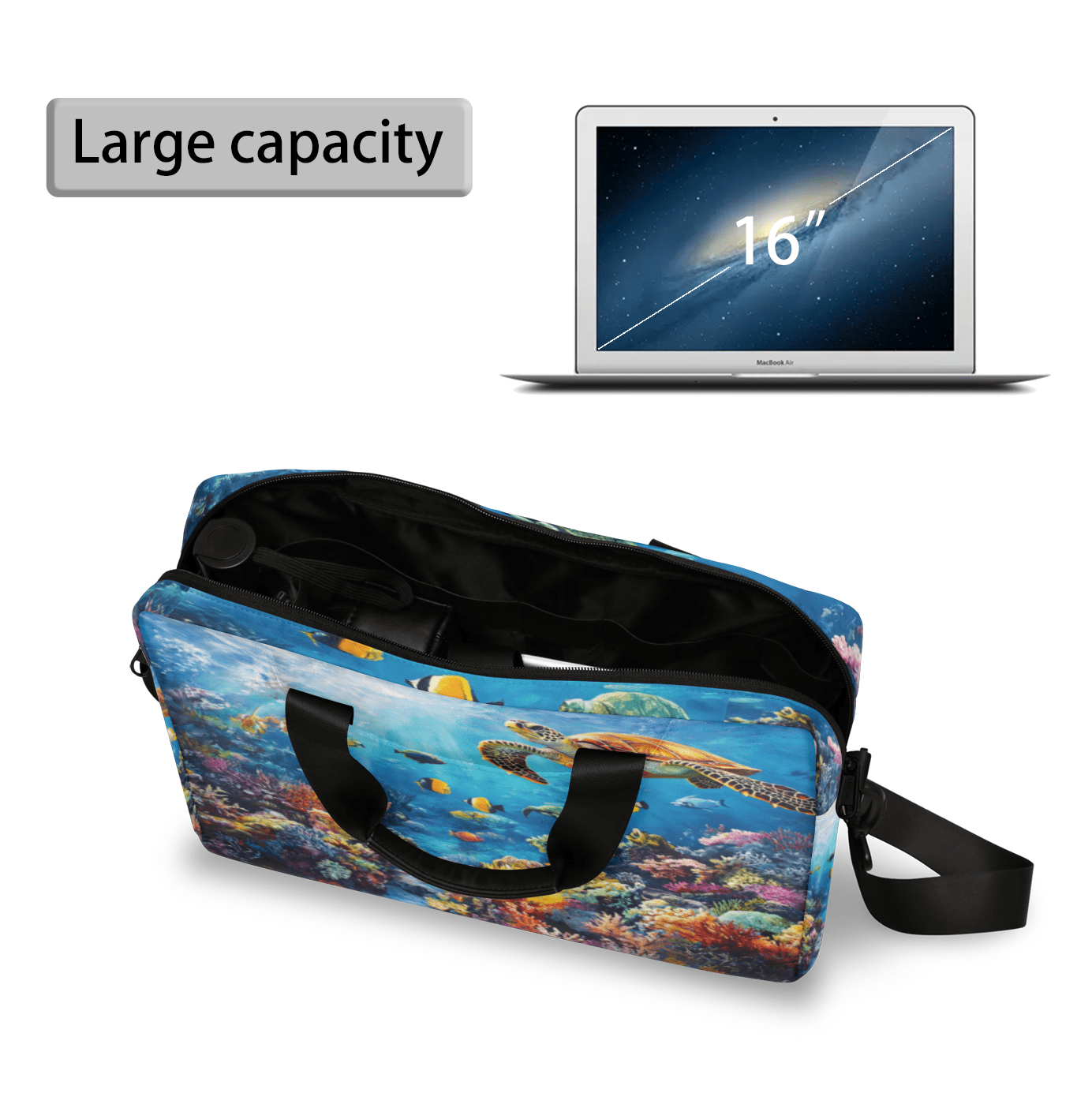 Herdesigns Sea Turtles Laptop Bag for Women Men, Computer Case Briefcase Messenger Bags, 15-15.6 inch Laptop Sleeve Shoulder Bag