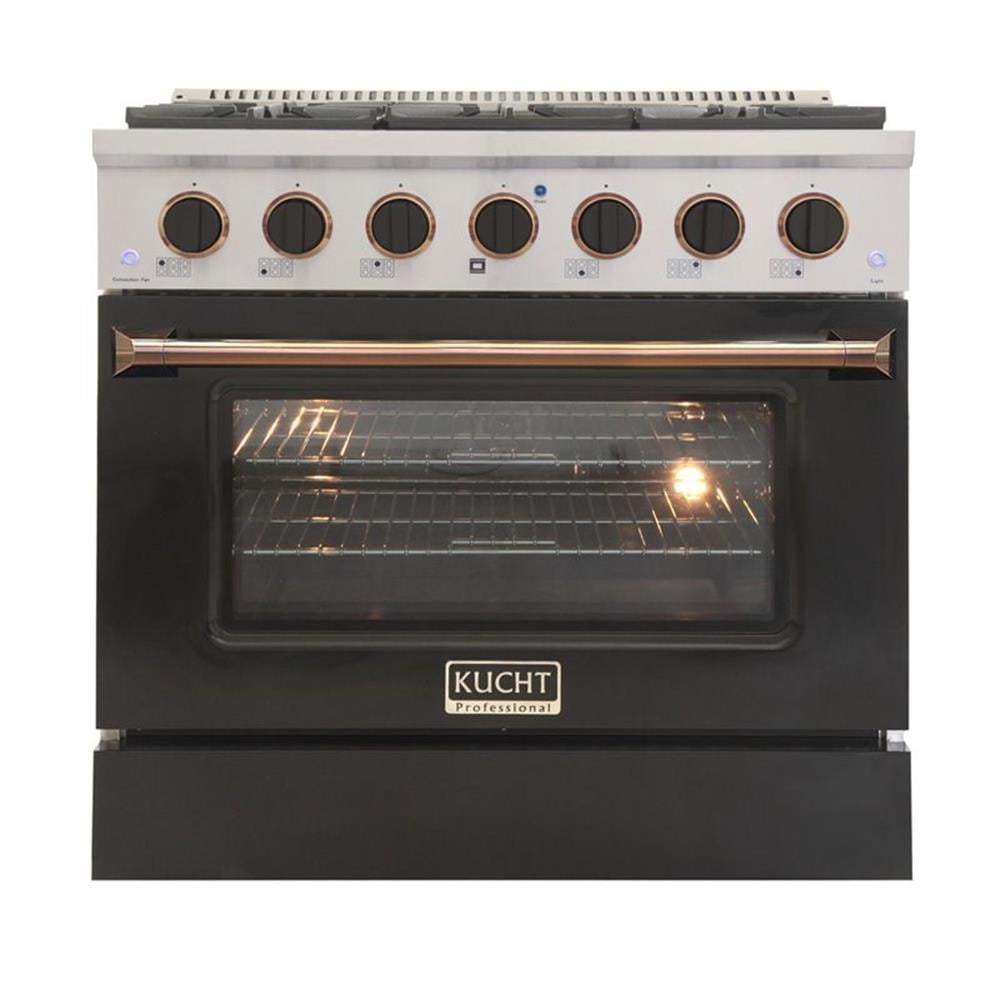Kucht Professional 36" Stainless Steel Natural Gas Range in Silver/Black/Gold