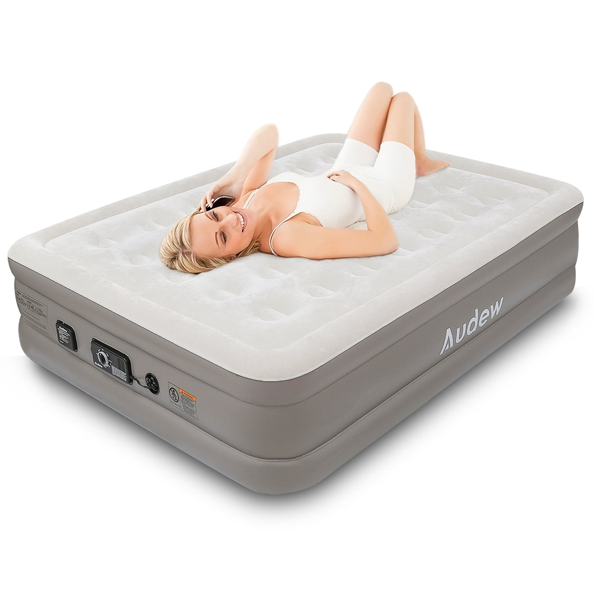 Air Mattress, Queen Size Air Mattress with Builtin Smart Pump Inflatable Camping Airbed Blow Up