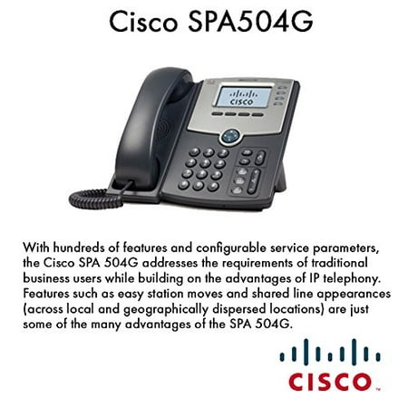 Cisco SPA 504G IP Phone - 1 x RJ-7 Headset, 2 x RJ-45 10/100Base-TX , 1 x Sub-mini phone Headphone -