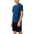 thumbnail image 5 of CYRBOKO Athletic Outfit Sets for Boys, Short Sleeve Running Breathable Mash Crew Neck Summer Sports Clothing Sets Navy Size 9-10 T, 5 of 6
