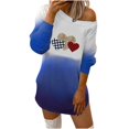 thumbnail image 1 of Pompotops Woman Valentine Printed O Neck Hedging Long Sleeve Strapless Dress, 1 of 5