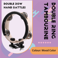 thumbnail image 4 of Drum Circle Double Row Rattle Drum Rings Tambourine Drum Tamborine Percussion Musical Instruments Wood Color, 4 of 7