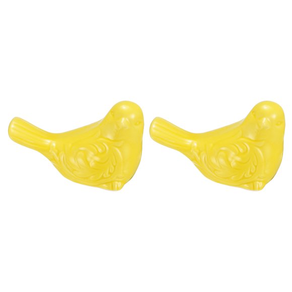 Uxcell 2Pcs Bird Statues, 3.2 Inch Small Ceramic Birds Figurines Bird for Home Decor Modern Home Small Animal Statues for Office Bookshelf Bedroom Living Room, Yellow