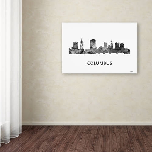 Trademark Fine Art 'Columbus Ohio Skyline WB-BW' Canvas Art by Marlene Watson
