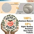 thumbnail image 4 of 1pc Retro Metal Circular Aluminum Painting - _You're a Little Peach_ Wall Art, Vintage Style with Whimsical Peach & Leaf Design, Perfect for Bedroom, Living Room, Dining Room, 8*8inch, 4 of 6